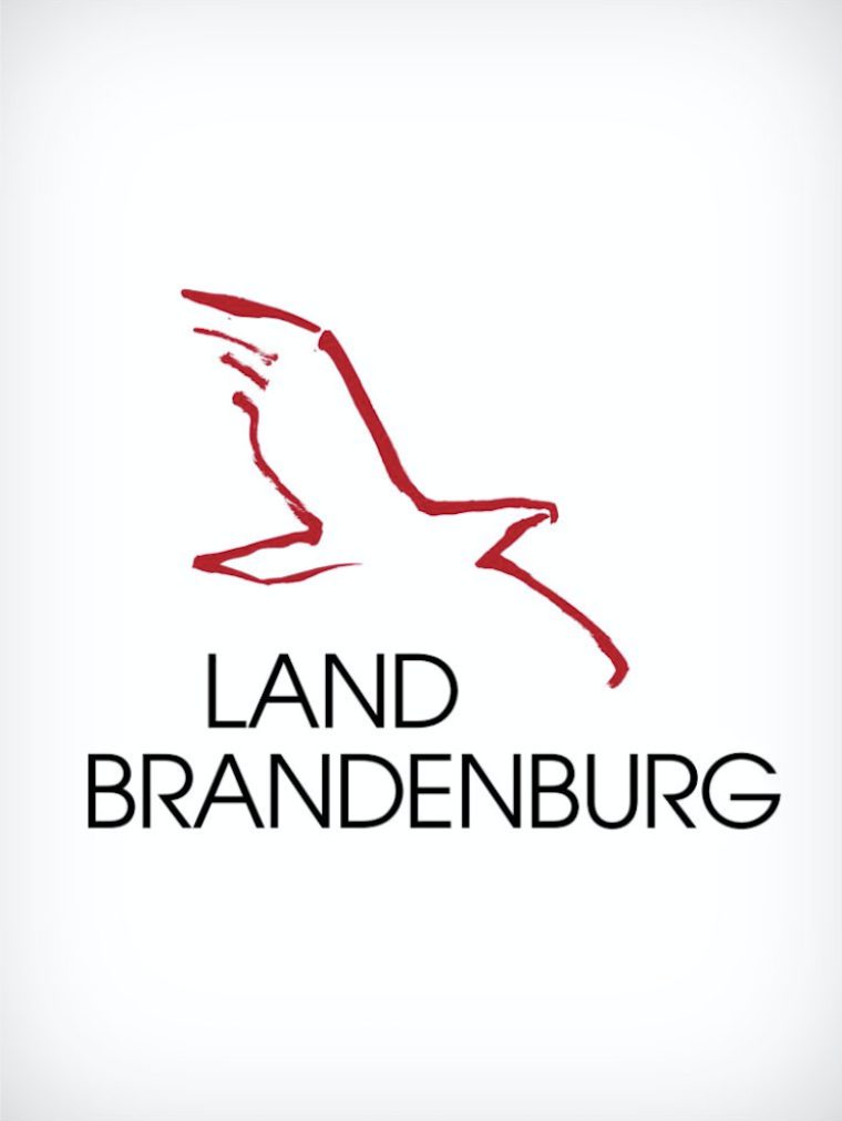 Ein Logo mit der Aufschrift "Land Brandenburg"